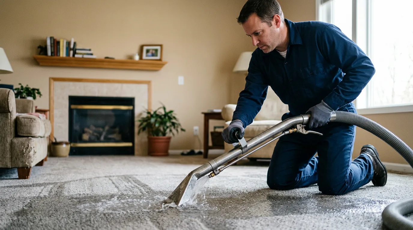 Water damage restoration technician working near Runnells, IA